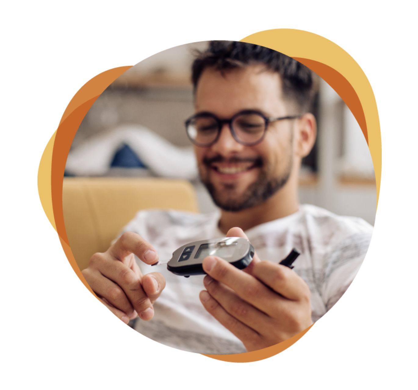 Man checking blood sugar inside Cercanos heart