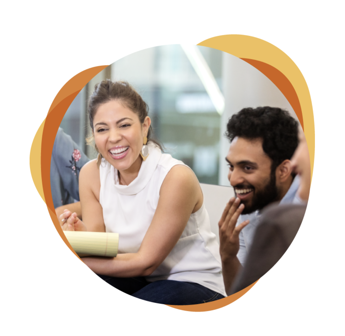 Woman laughing inside Cercanos heart